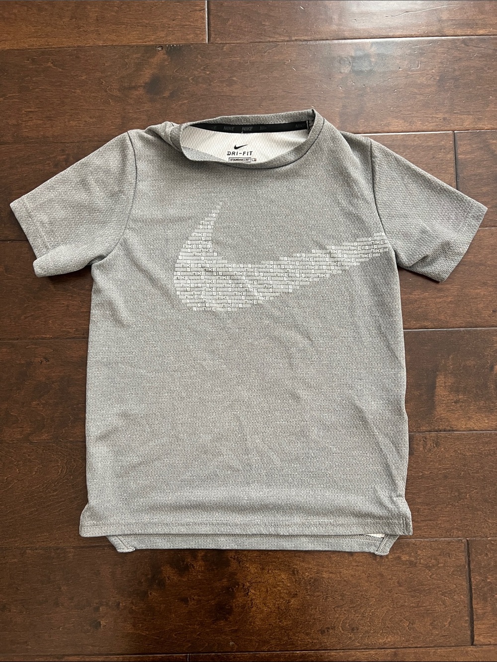 Nike Grey Performance Tee with Swoosh Microtext
